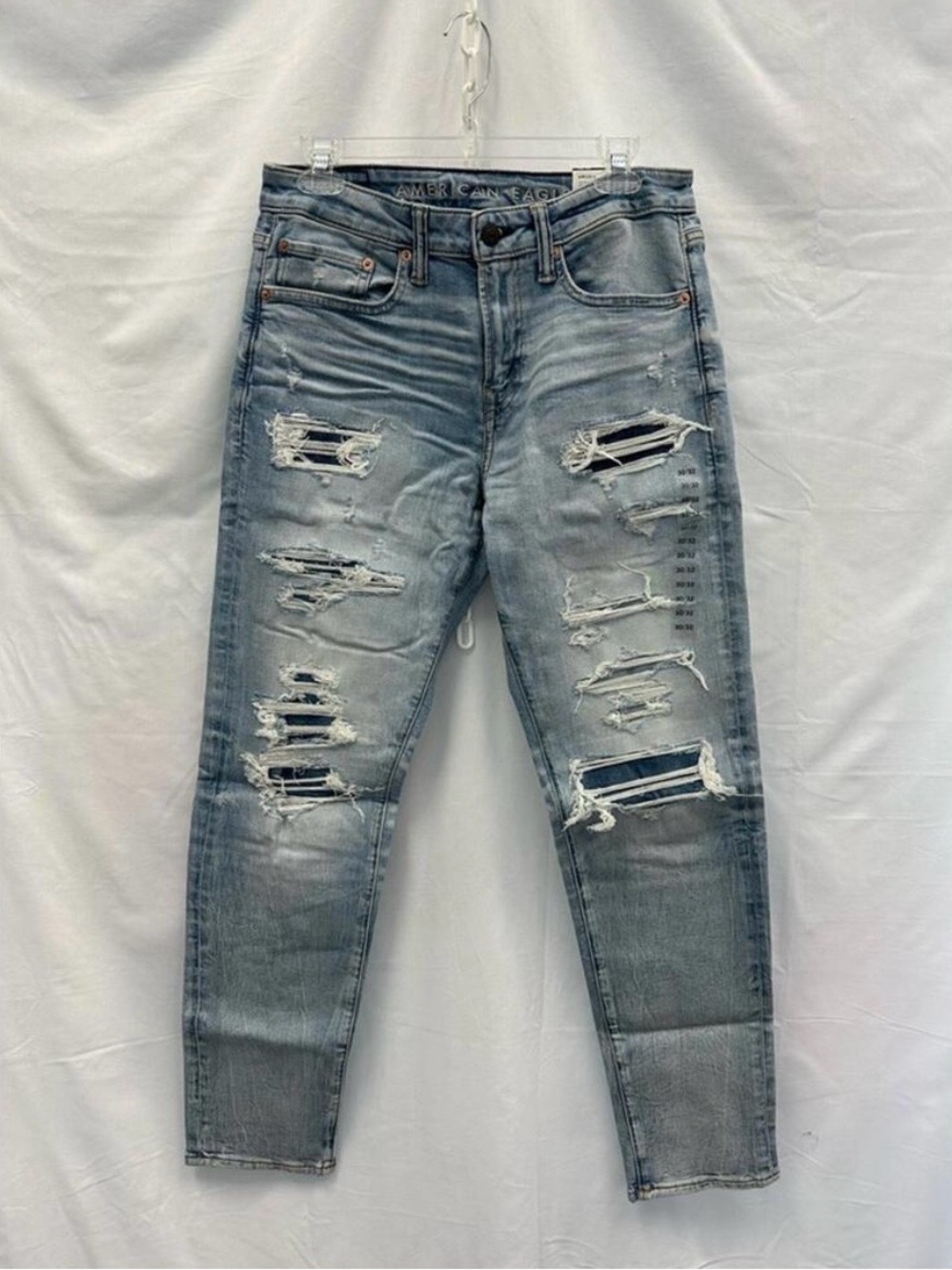 American Eagle Outfitters Men’s Light Blue Ripped Skinny Jeans